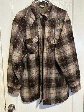Vintage 90s SIDEOUT Sherpa Lined Plaid Flannel Shirt Jacket L/XL